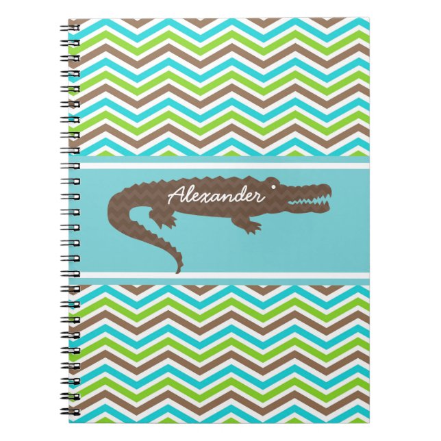 Caderno Espiral Brown Gator em Notebook Personalizado Chevron (Frente)