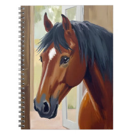 Caderno Espiral Brown Horse Watercolor Animal Country Barn