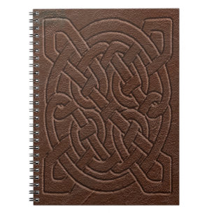 Caderno Espiral Brown Leather Emboscada Nó Celta