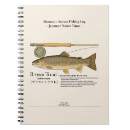 Caderno Espiral Brown Mountain Stream Fishing Log Photo Notebook