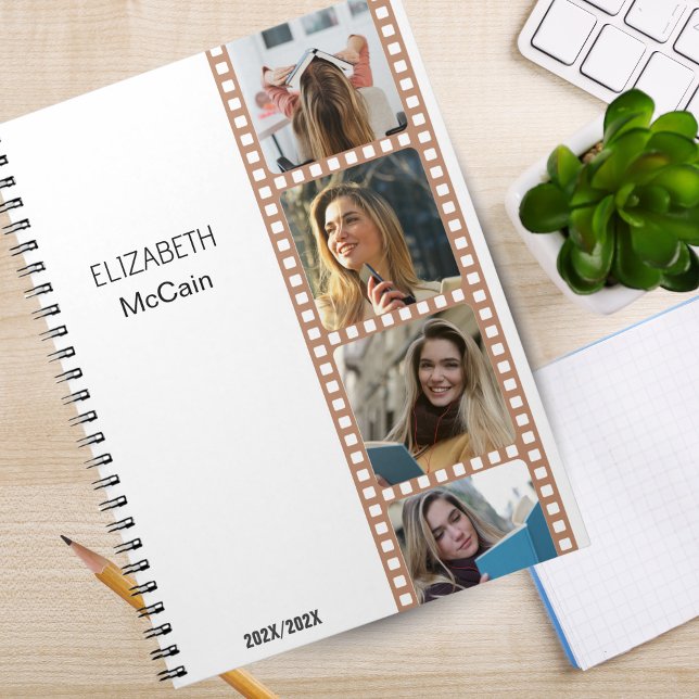 Caderno Espiral Brown Photo Booth - Trendy Modern Personalizado (White  Photo Booth - Trendy Modern Personalized Science Spiral Notebook!)