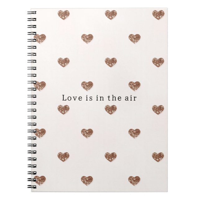 Caderno Espiral Brown Sugar Blush Pink Glitter Hearts  (Frente)