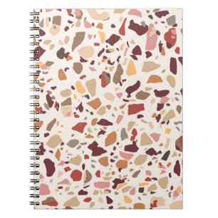 Caderno Espiral Brown terrazzo: vintage, trendy padrão.