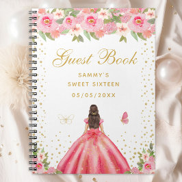 Caderno Espiral Brunette Hair Princesa Doce Floral Rosa Dezesseis