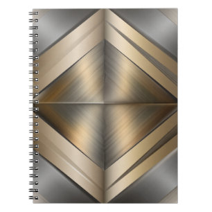 Caderno Espiral Brushed Metallic Geometric Diamond Pattern