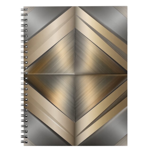 Caderno Espiral Brushed Metallic Geometric Diamond Pattern (Frente)