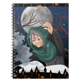 Caderno Espiral Bruxa Assustadora & Casa Assombrada Halloween🌙