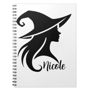 Caderno Espiral Bruxa de Chapéu Preto Feitiçaria Bruxas Festa de H