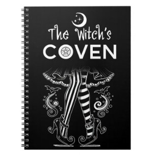 Caderno Espiral Bruxa do Coven Pernas de Bruxa Preto e Branco Hall