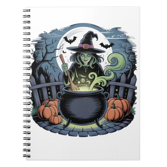 Caderno Espiral Bruxa no notebook Cauldron (Frente)