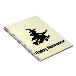 Caderno Espiral Bruxa Preta em Amarelo - Feliz Halloween