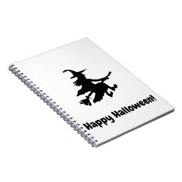 Caderno Espiral Bruxa Preta em Branco - Feliz Halloween