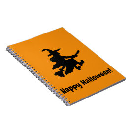 Caderno Espiral Bruxa Preta em Laranja - Feliz Halloween