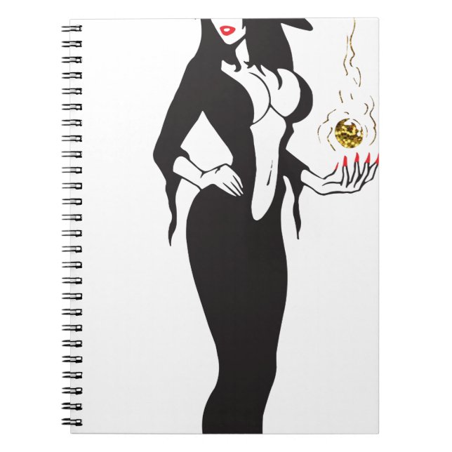 Caderno Espiral bruxa vampira de halloween (Frente)