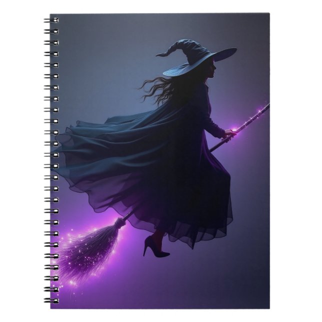 Caderno Espiral Bruxa Voadora Halloween (Frente)