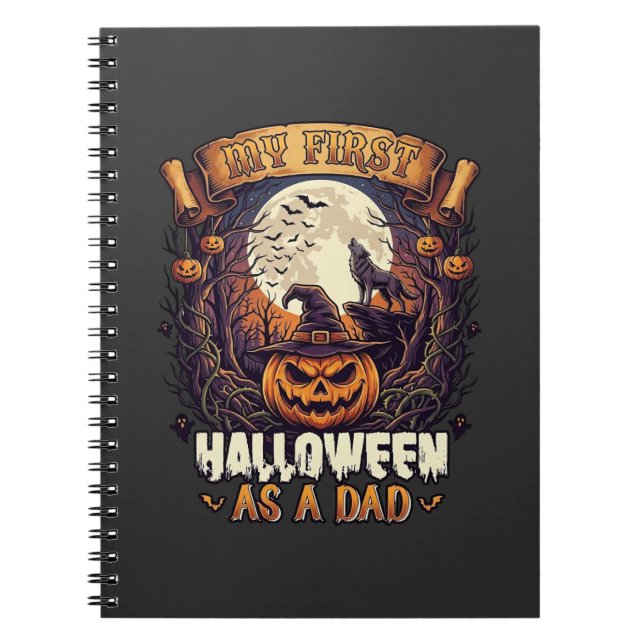 Caderno Espiral Bruxas Penduradas Halloween Bruxa Voadora Casa Ass (Frente)