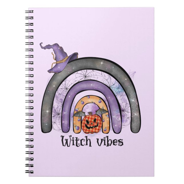 Caderno Espiral Bruxas Vibes Black Rainbow (Frente)