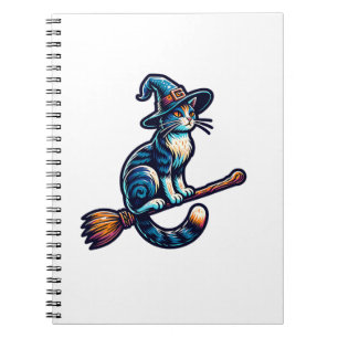 Caderno Espiral Bruxo do Gato Halloween Bruxa Mística Amantes de G