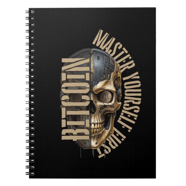Caderno Espiral BTC motivation | Skull | Bitcoin crypto  (Frente)