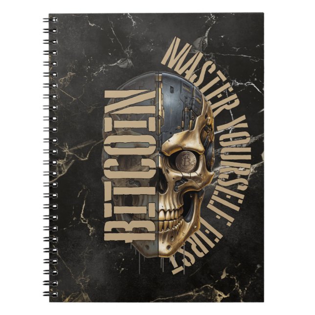 Caderno Espiral BTC motivation | Skull | Gold Marble (Frente)