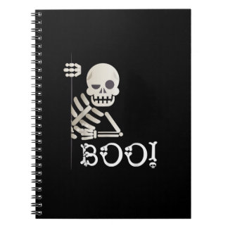 Caderno Espiral Bu! Esqueleto Fofo se Escondendo Peekaboo Dia das