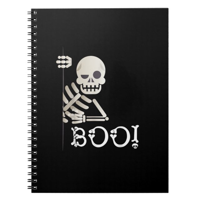 Caderno Espiral Bu! Esqueleto Fofo se Escondendo Peekaboo Dia das  (Frente)