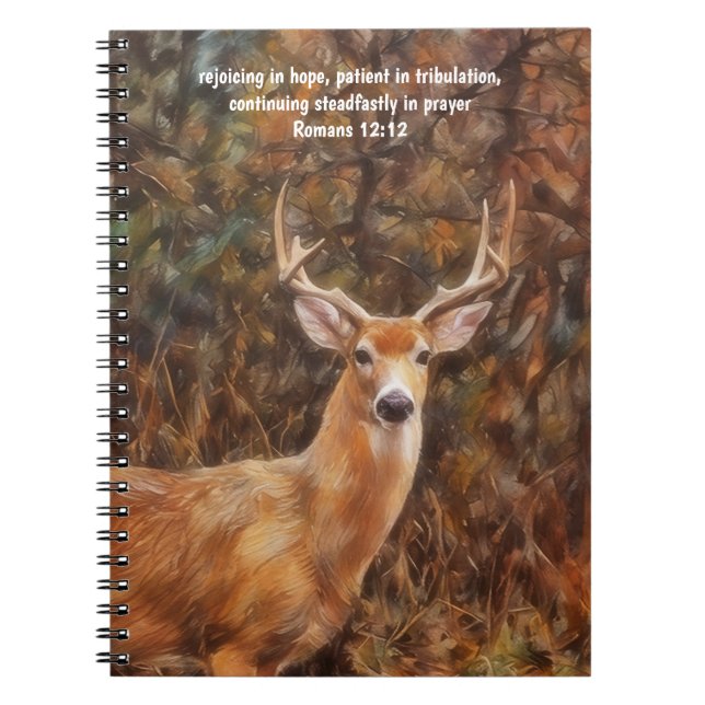 Caderno Espiral Buck Deer Art Bible Verse Prayer Journal Notebook (Frente)