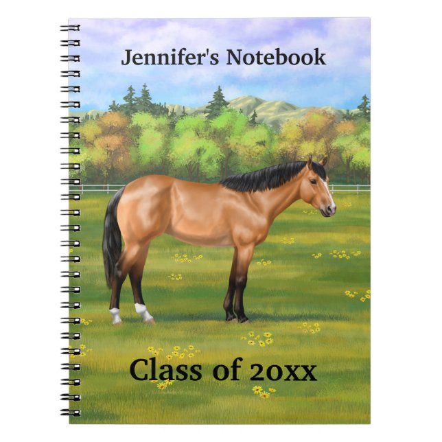 Caderno Espiral Buckskin Dun Quarter Horse (Frente)