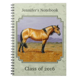 Caderno Espiral Buckskin Horse Mustang Stallion Sage Green