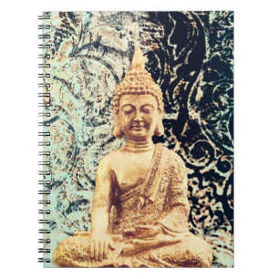 Caderno Espiral Buda Sentado na Terra Elegante Zen Iluminação