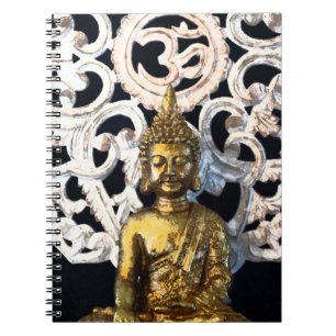 Caderno Espiral Buda Terra Dourada OM Aum Mantra Ajna Meditação