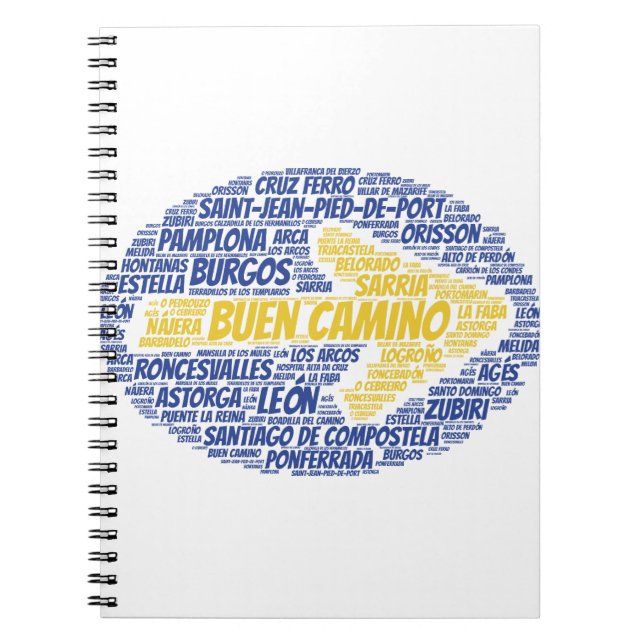 Caderno Espiral Buen Camino Word Art (Frente)