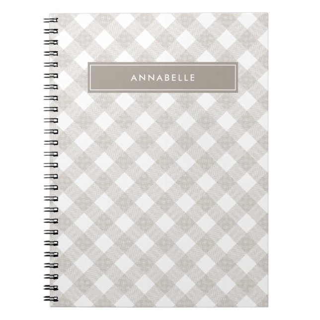 Caderno Espiral Bufalo tartan moderno bege natural personalizado (Frente)
