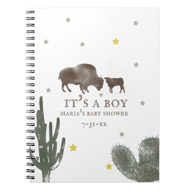 Caderno Espiral Buffalo Baby Shower Guest Book (Frente)