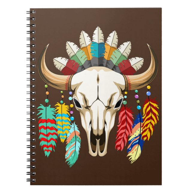 Caderno Espiral Buffalo Skull Native American Emblem (Frente)