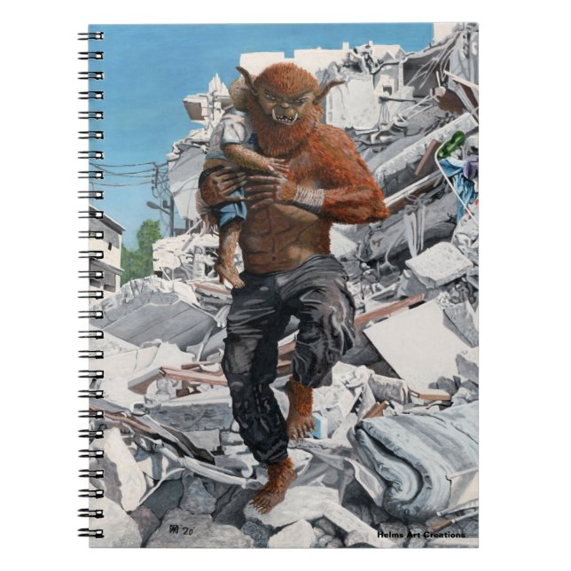 Caderno Espiral Bugbear Hero Salvando Criança Fantasia Notebook Es (Frente)