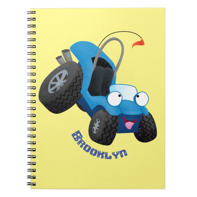 Caderno Espiral Buggy duna em forma de cartoon de veículos rodoviá (Frente)