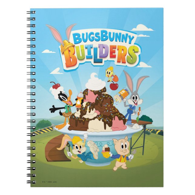 Caderno Espiral BUGS BUNNY BUILDERS™| Looney Builders Sorvete (Frente)