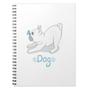 Caderno Espiral Buldogue Francês Bonito Com Borboleta