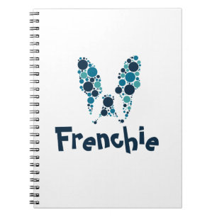Caderno Espiral Buldogue francês com círculos coloridos