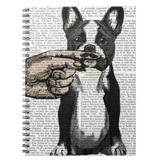 Caderno Espiral Buldogue francês e bigode indicador (Frente)