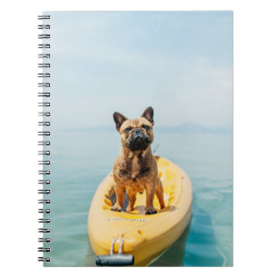 Caderno Espiral Buldogue francês marrom adulto em pé no caiaque