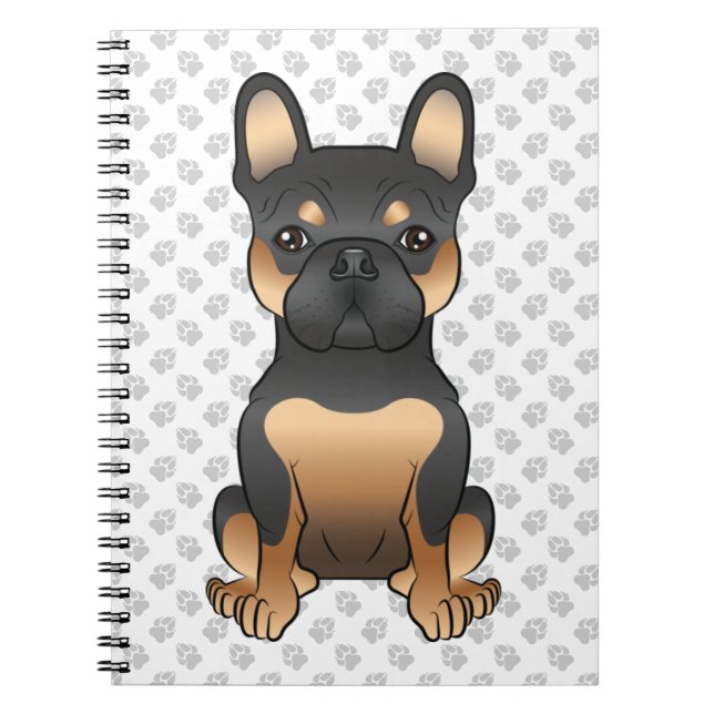 Caderno Espiral Buldogue Francês Negro E Bronzeado / Cachorro Fran (Frente)
