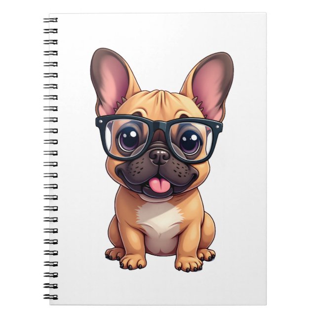 Caderno Espiral Buldogue francês Vestindo óculos (Frente)