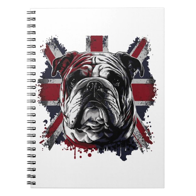 Caderno Espiral Buldogue inglês engraçado (Frente)