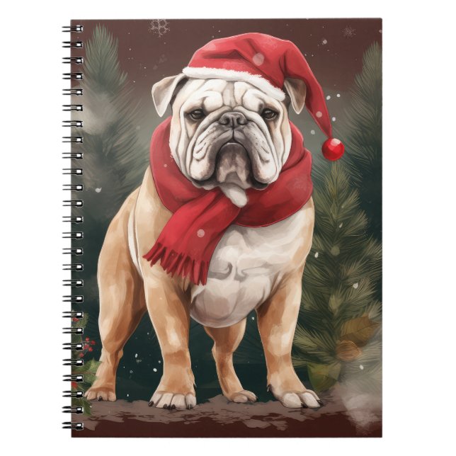 Caderno Espiral Buldogue no Natal da Neve (Frente)