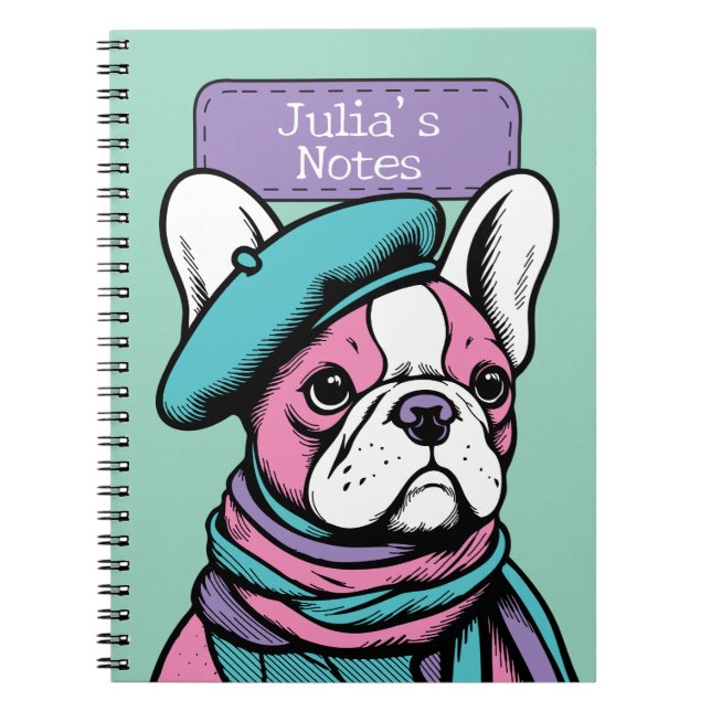 Caderno Espiral Bull Dog Frenchie Artsy Pop Art (Frente)