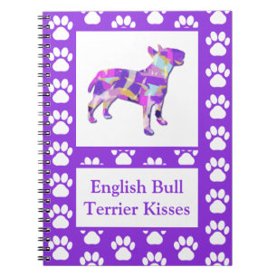 Caderno Espiral Bull Terrier English Kisses Dog Silhouket PPY&B