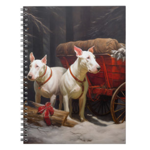 Caderno Espiral Bull Terrier Nevado Trenó Natal Decoração 
