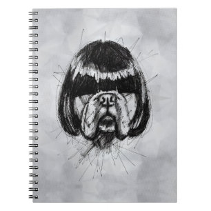 Caderno Espiral Bulldog com uma Peruca (Estilo 4) Arte Fina